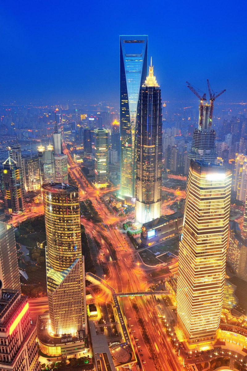 Shanghai aerial at dusk