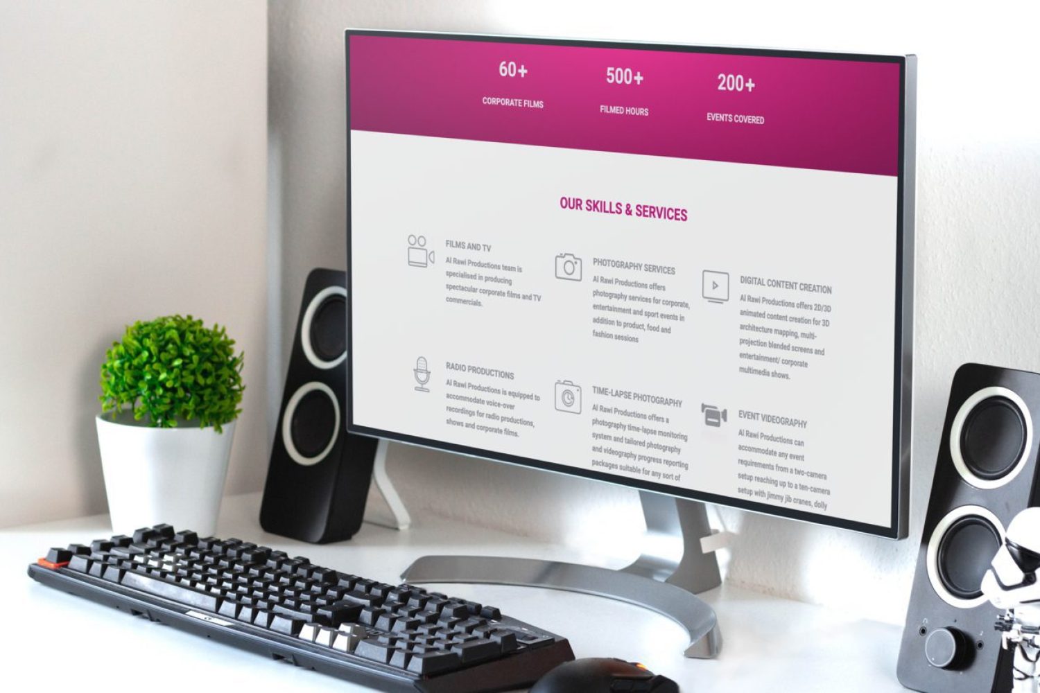 Desktop PC on white desk