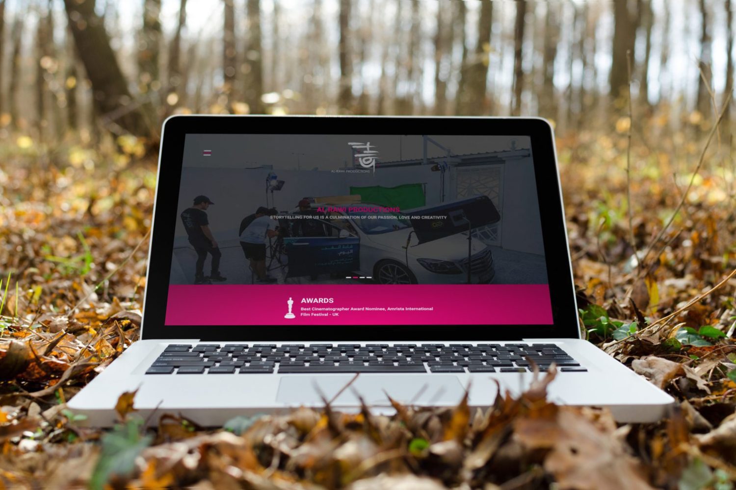 MacBook Pro in the woods