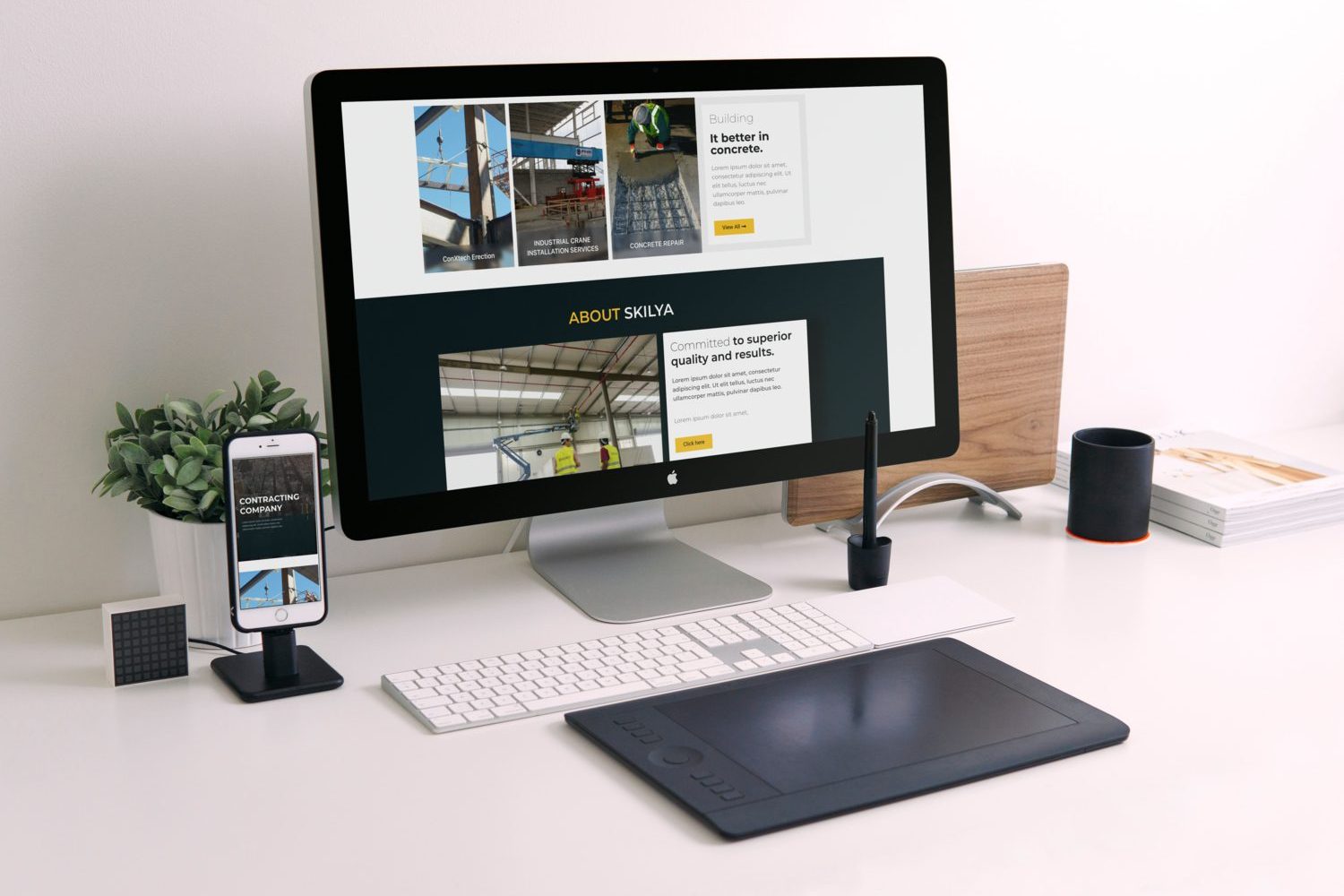 iMac and iPhone 6 on desk